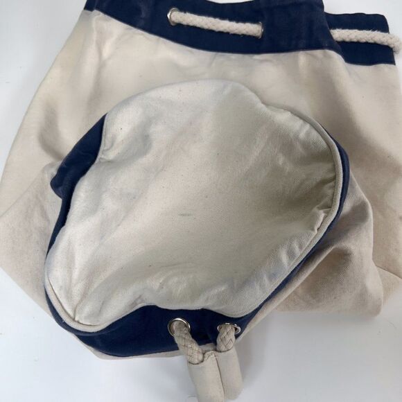 Vintage Beige Boho Cape Cod MA Beachy Coastal Chic Drawstring Sack Backpack - Picture 6 of 8